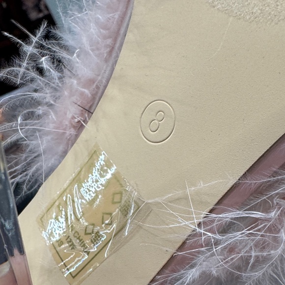 Fashion Nova Blush Feathered chunky Heels NIB 7.5 - Picture 11 of 12